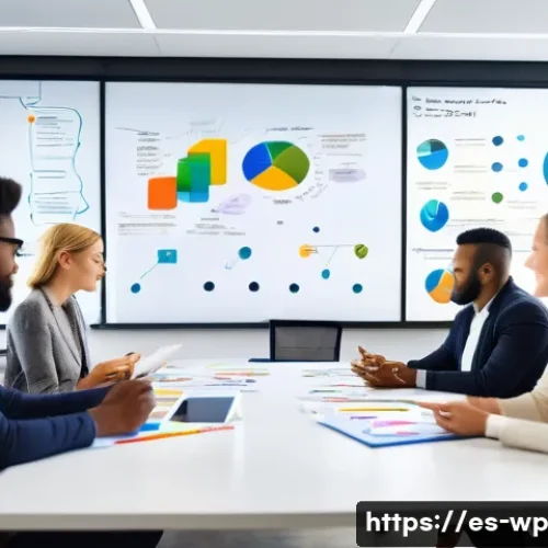 Home 31 관점 전환 훈련을 위한 문제 해결 접근법 - A diverse group of professionals brainstorming around a large table in a modern office, using colorf...